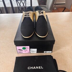 CHANEL Black and Tan Women's Oxfords